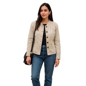 Mossimo 100% Cotton Jacket Women’s 18W – Beige Button Front Utility Style‎